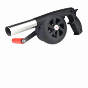 Portable Handheld BBQ Fire Blower, Black Stainless Steel and PP, 25cm
