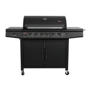 CosmoGrill Pro Deluxe 6+1 Burner Gas BBQ, 14.5kW, Side Burner, Warming Rack, Black