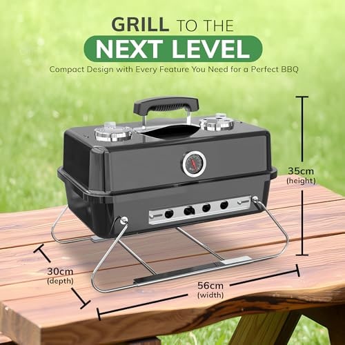 House of Home Portable Folding Charcoal BBQ with Thermometer – product image 12
