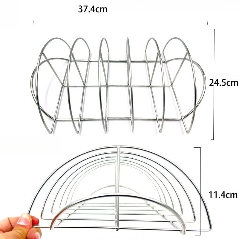 Stainless Steel Semicircular BBQ Grill Rack for Steak, Tomahawk and Lamb Chops, 37.4cm