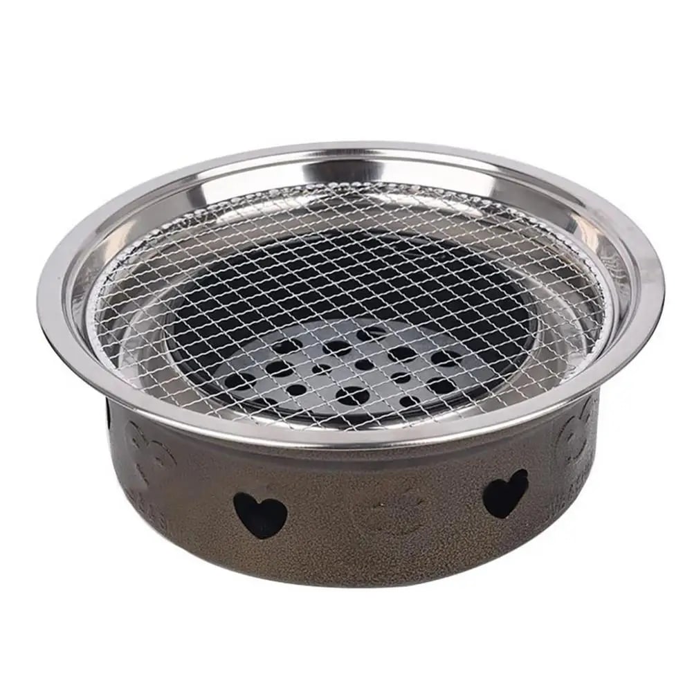 Round Metal BBQ Grill Mesh Pan, Non-Stick Barbecue Roasting Rack, 15-38cm