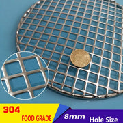 304 Stainless Steel Round BBQ Charcoal Grate with 8mm Punched Holes, 13-40.5cm