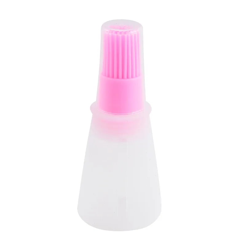 Silicone BBQ Basting Brush with Oil Bottle, 12 x 5cm, Blue, Green, Pink or Red - Pink-1Pcs