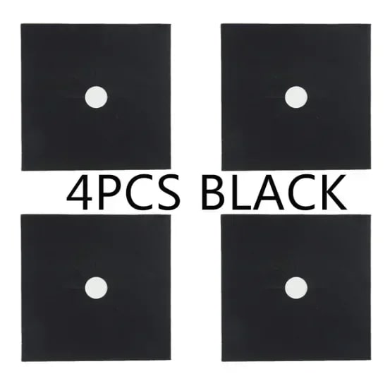 Gas Hob Protector Mat, Cut-to-Size Washable Stove Cover, 1 or 4 Pack - 4PCS Black