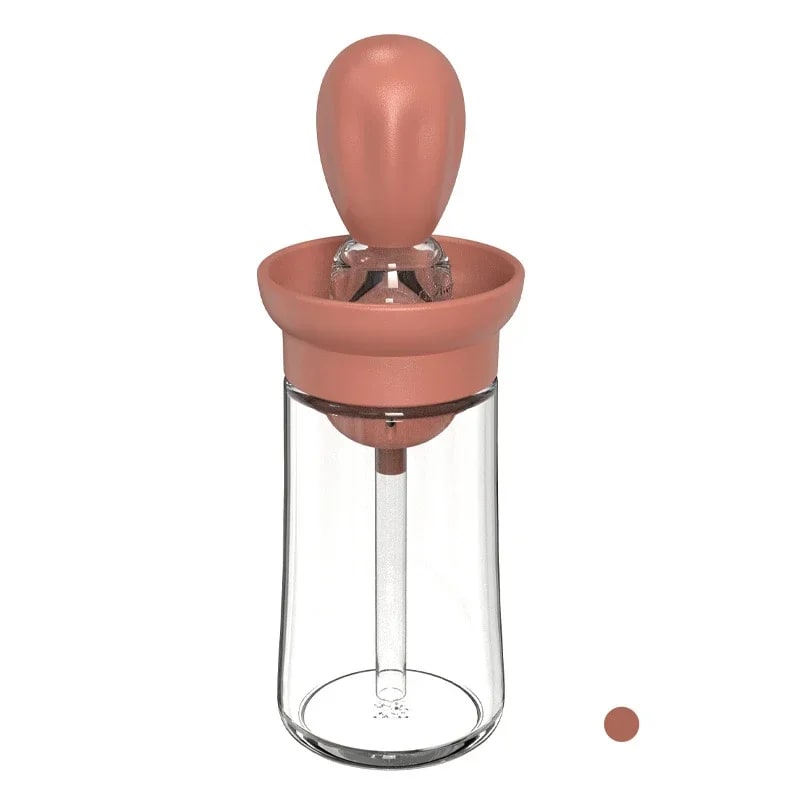 Oil Dispenser Bottle with Silicone Basting Brush, 18cm - Wine red