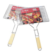 Folding BBQ Grilling Basket with Removable Handle, Metal, Sizes S or L