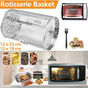 Rotisserie Basket 360° Rotating Stainless Steel Mesh, 12 x 18 cm or 12 x 23 cm