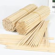 Wooden BBQ Skewers, 5mm Disposable Food Sticks, 20-50cm, 100-200 Pack