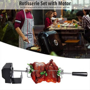 Rotisserie Kit with Motor, 82 cm Stainless Steel BBQ Spit, AC110V US Plug
