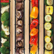4-Piece Iron and Wood BBQ Grilling Basket Set, 48.5cm