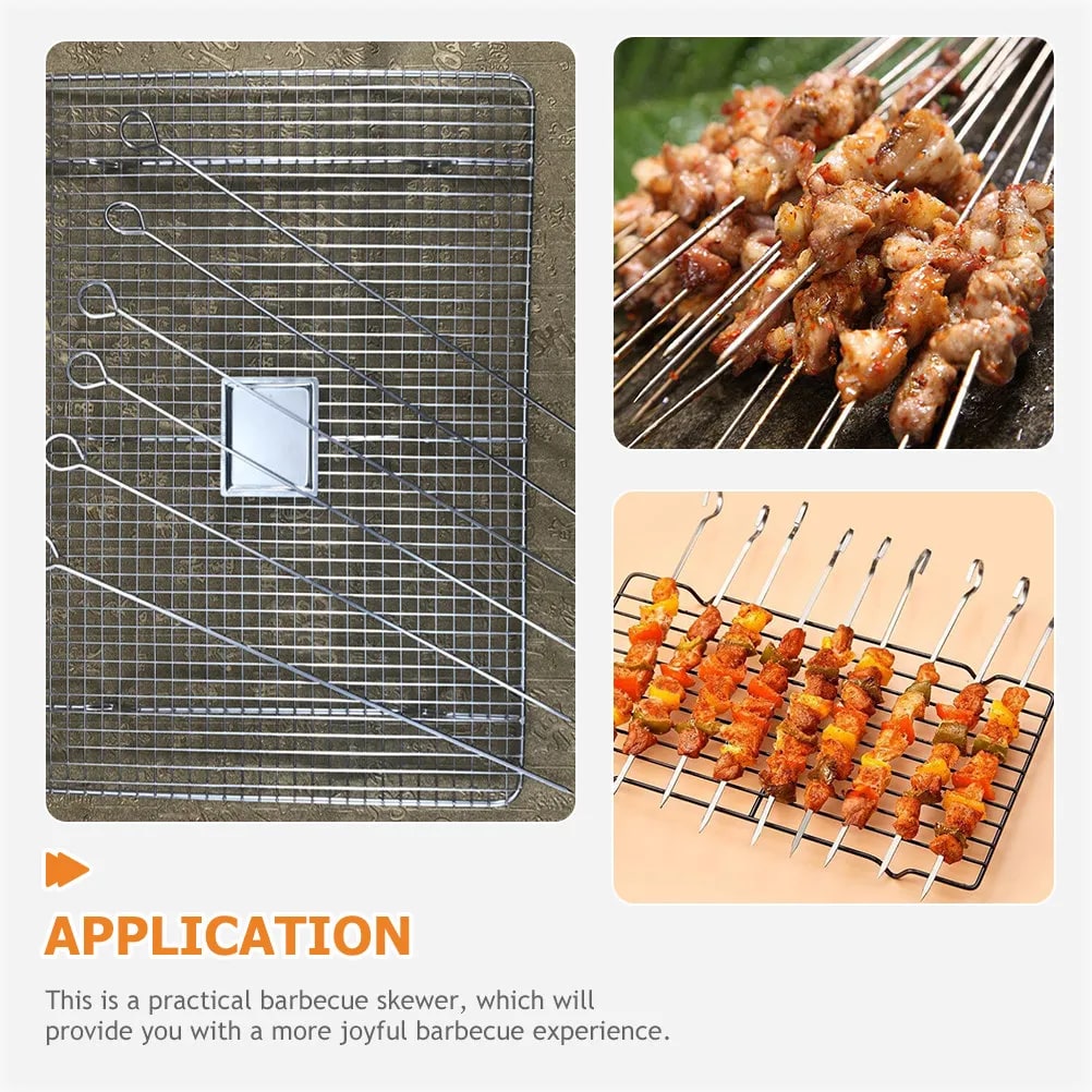 Stainless Steel BBQ Skewers, 8-Piece Set, 30cm, Silver