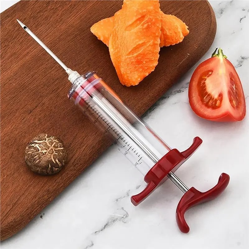 30ml BBQ Meat Marinade Injector Syringe Kit with 3 Needles and Brush