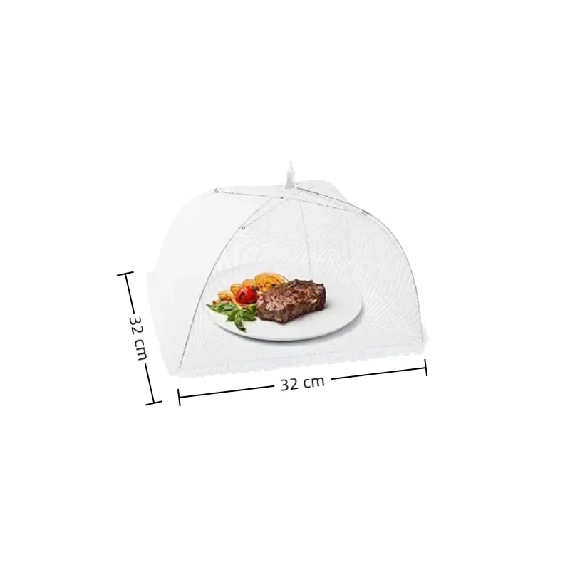 Pop-Up Mesh Food Cover, White, 4-Pack with 5 Size Options - 32x32cm / 2pcs