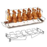 Stainless Steel Chicken Wing and Leg Rack with BBQ Tray, 35cm