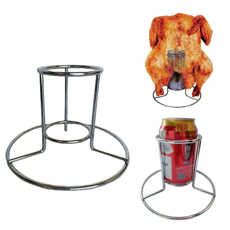Stainless Steel Beer Can Chicken Grill Stand, 17.5cm BBQ Roasting Rack