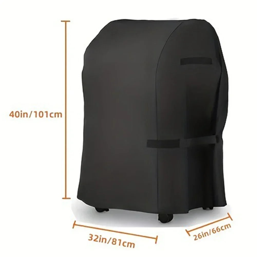 BBQ Grill Cover, 210D Oxford Fabric with PU Silver Coating, Black, 2 Sizes - With handle