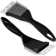 8 Inch Stainless Steel Grill Brush with Scraper and Non-Slip Handle