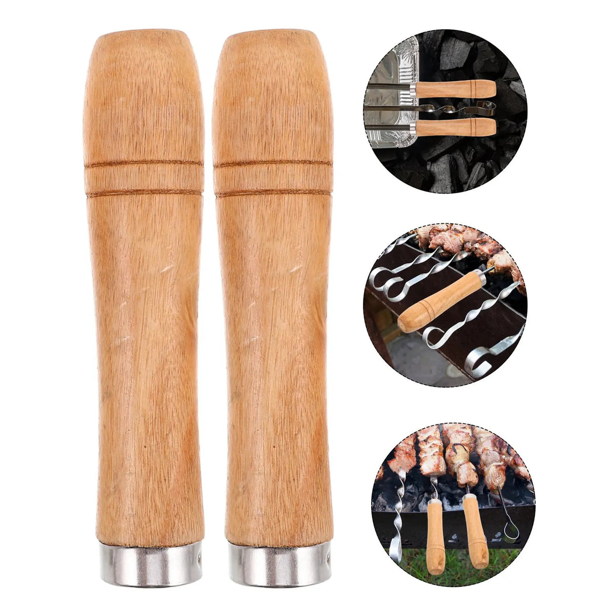 20-Piece Wooden BBQ Skewer Replacement Handles, Brown, 9cm, 4mm Hole