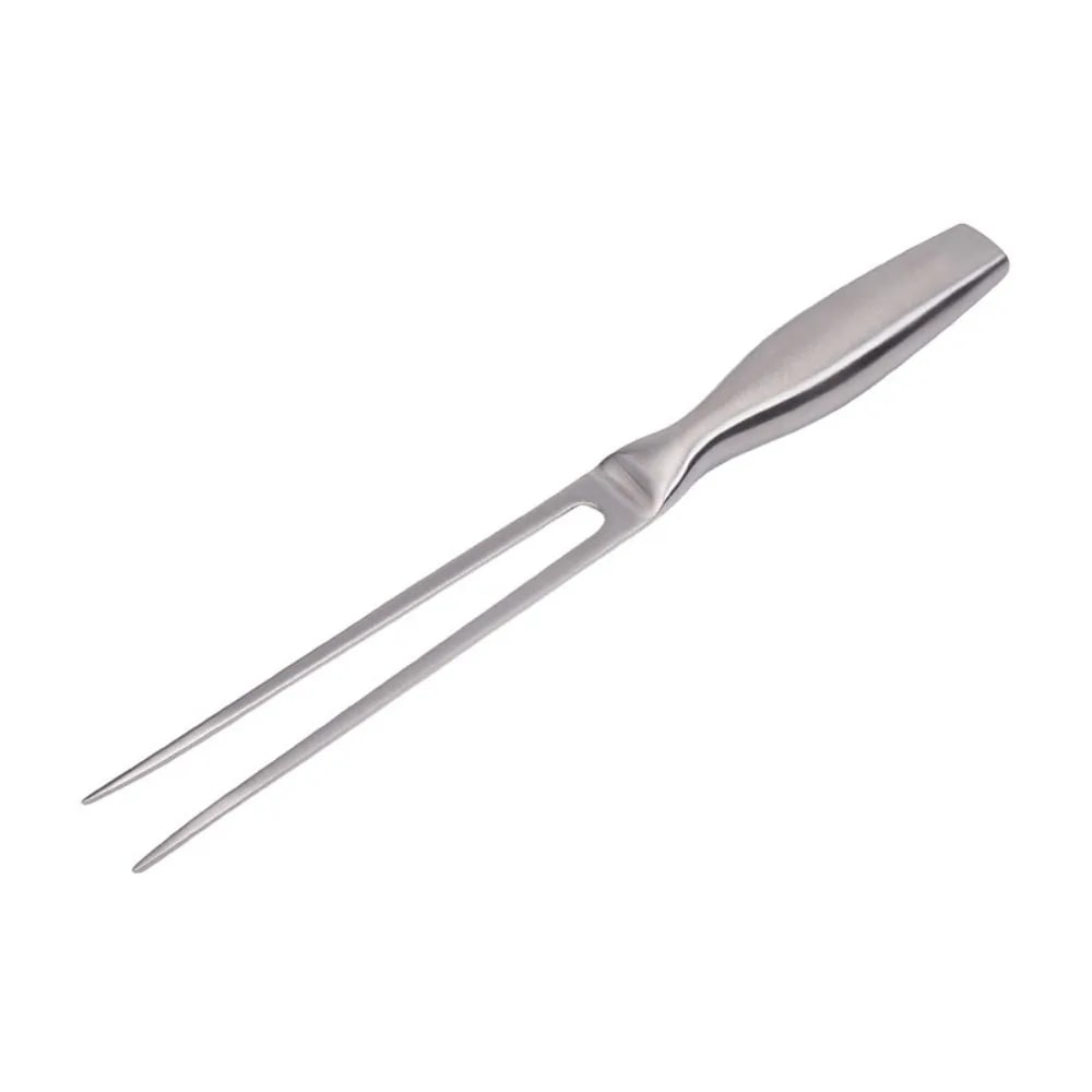 Stainless Steel BBQ Grill Fork, 27cm Silver 2-Fork Meat Cooking Tool