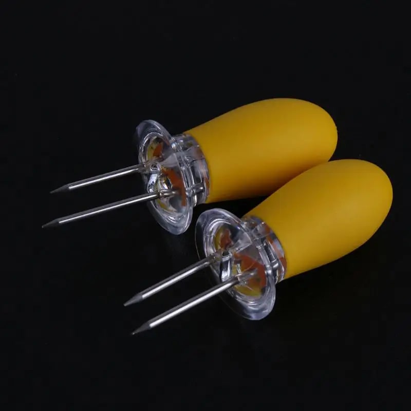 Stainless Steel Corn Holders, Yellow, 10-Piece Set, 8cm
