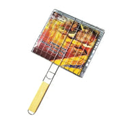 Foldable BBQ Grill Basket for Fish and Vegetables, Iron Wire Mesh, 21.5 x 19cm