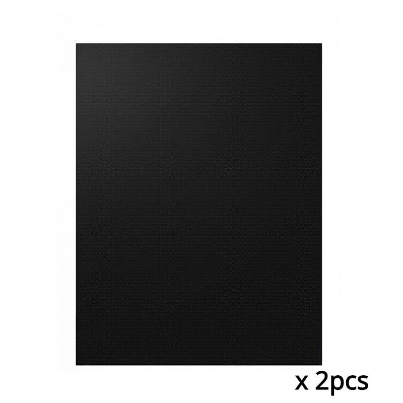 Non-Stick BBQ Grill Mat 40 x 33cm Black Reusable Cooking Sheet - 2pcs black