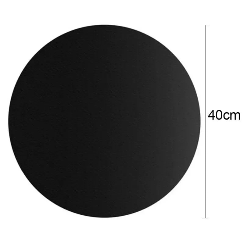 40cm Round Non-Stick BBQ Grill Mat, Reusable Black Cooking Liner