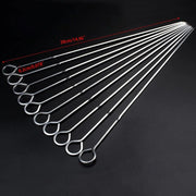 Steel BBQ Skewers 38cm / 15in, 10 Pack with Ring-Tip Handles