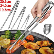 Stainless Steel BBQ Tongs, 304 Food Grade Barbecue Clip, 3 Sizes