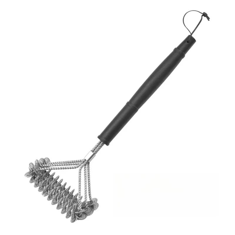 BBQ Grill Cleaning Brush with Wire Scrubber and Scraper, 44cm - green