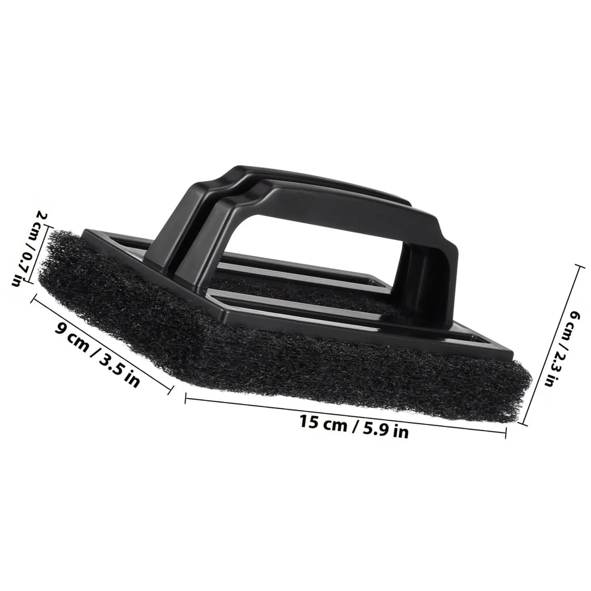 Grill Cleaning Brush with Scrubbing Pad for BBQ Racks, Black Plastic, 15cm