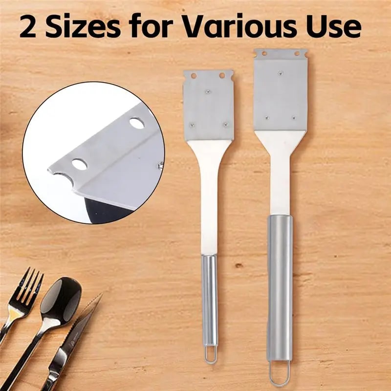 BBQ Grill Brush Set, 2-Piece Stainless Steel, 35/42cm, Silver