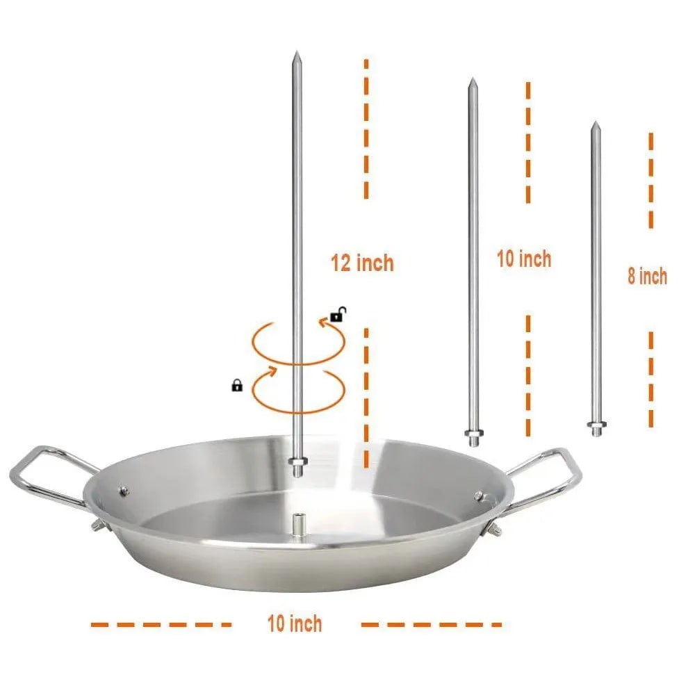 Stainless Steel Vertical BBQ Grill Pan with 3 Removable Skewers