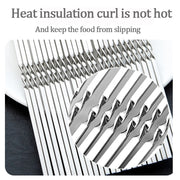 Reusable Stainless Steel BBQ Skewers, 330mm Flat Kebab Forks