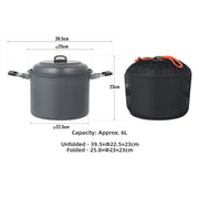 6L Stainless Steel Collapsible Dual-Purpose Camping & BBQ Pot, Grey