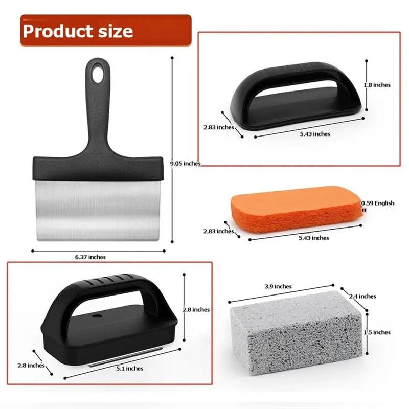Griddle Cleaning Kit with Scraper, Grill Brush and Cleaning Blocks