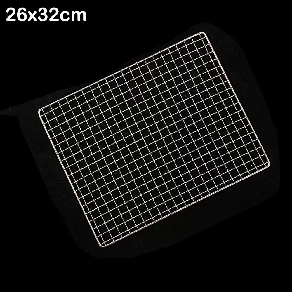Stainless Steel Rectangular BBQ Grill Rack, Reusable Grate, 4 Sizes - 26x32cm