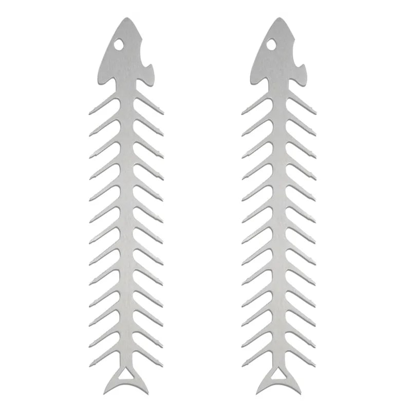Fish Bone BBQ Skewers, 2-Piece Metal Set, Silver, 30 x 6 cm