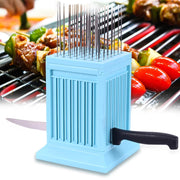 49-Hole BBQ Meat Skewer Maker and Cutter, Plastic Box for Lamb, Beef and Kebabs