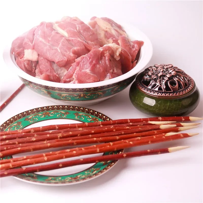 Wood BBQ Skewers, Red Willow Roast Sticks, 30-40cm, 10-200 Pack
