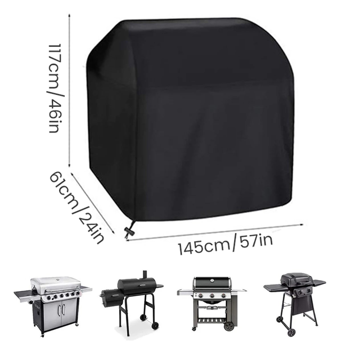 Outdoor BBQ Cover, Oxford Cloth Waterproof Grill Protection, Multiple Sizes - 145x61x117cm