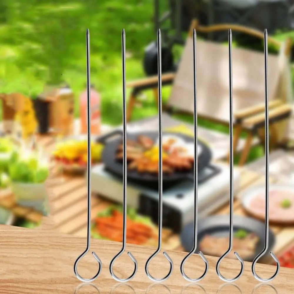 Reusable Metal BBQ Skewers, 20 Pack, Silver, 20cm or 30cm