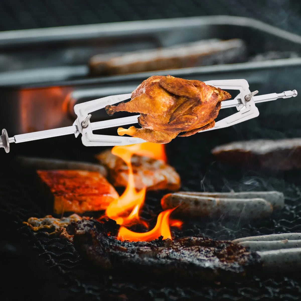 bbqdeals Stainless Steel Rotisserie Fork Kit with Screw Fixings, 360°