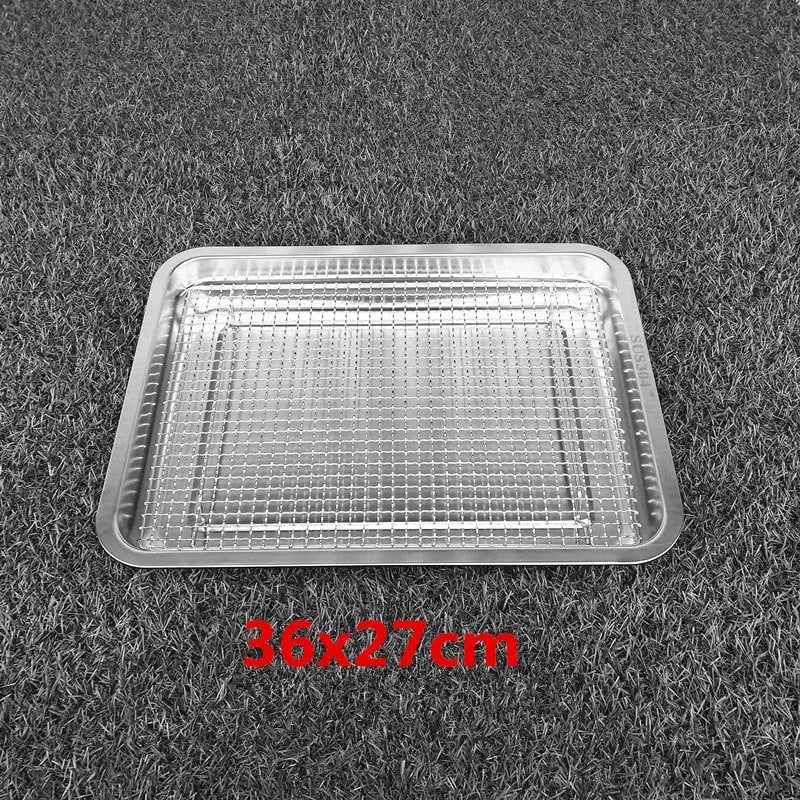 304 Stainless Steel BBQ Grill Mesh, Baking Rack and Tray Net, Multiple Sizes - plate 36x27 add mesh