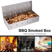 Stainless Steel BBQ Smoker Box for Gas and Charcoal Grills, 22 x 9.5 x 4.3 cm