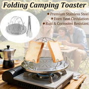 Foldable Stainless Steel Camping Toaster Rack for Gas Stoves, 4-Slice Bread Toast Holder