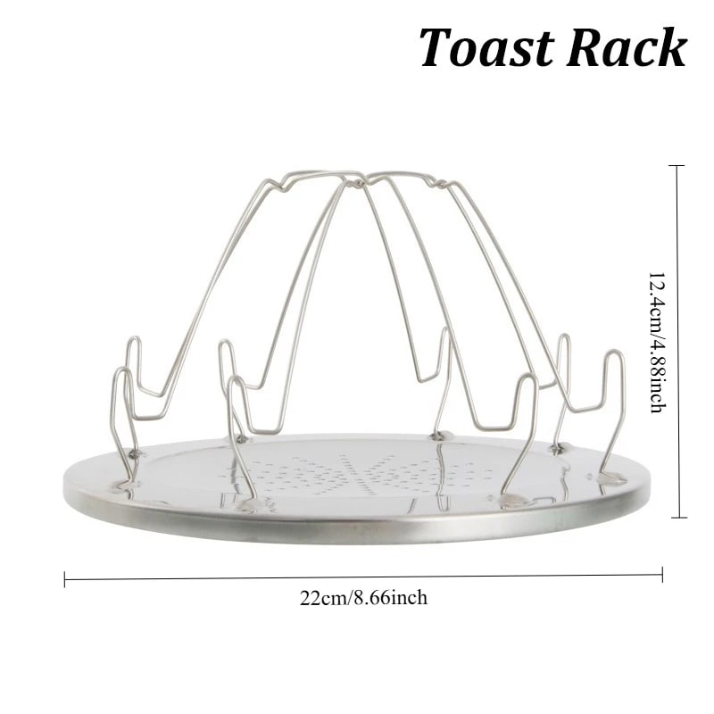 Foldable Stainless Steel Camping Toaster Rack for Gas Stoves, 4-Slice Bread Toast Holder - Toast Rack