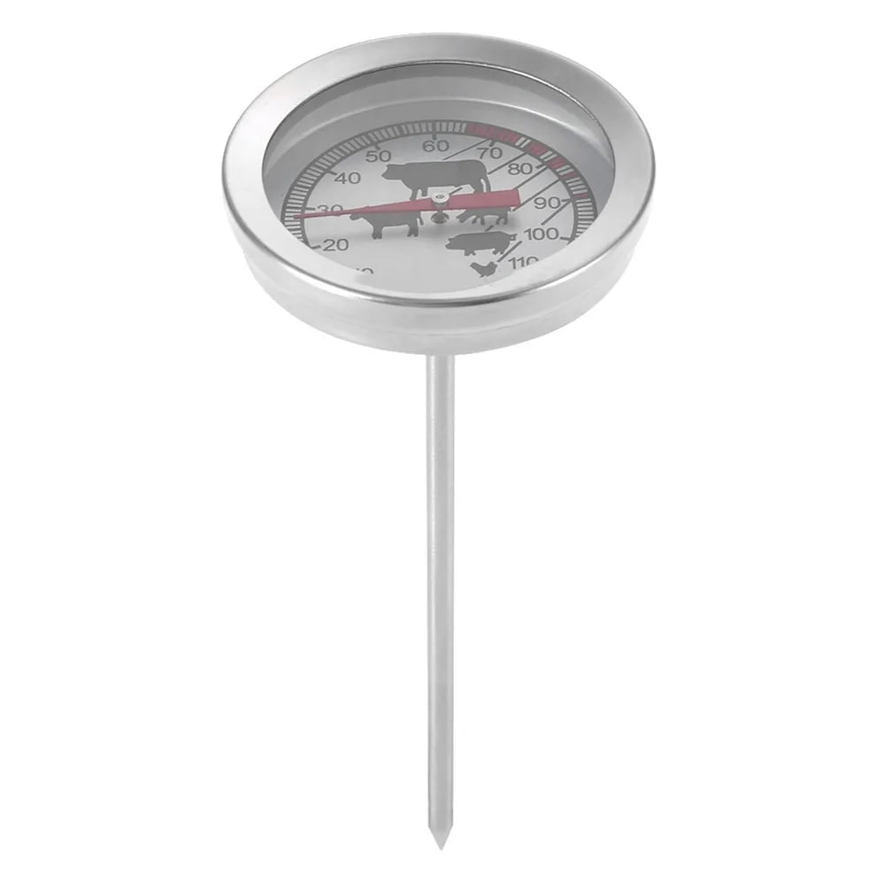 Stainless Steel BBQ Meat Thermometer, 0-120°C Dial Probe, ±2°C Accuracy
