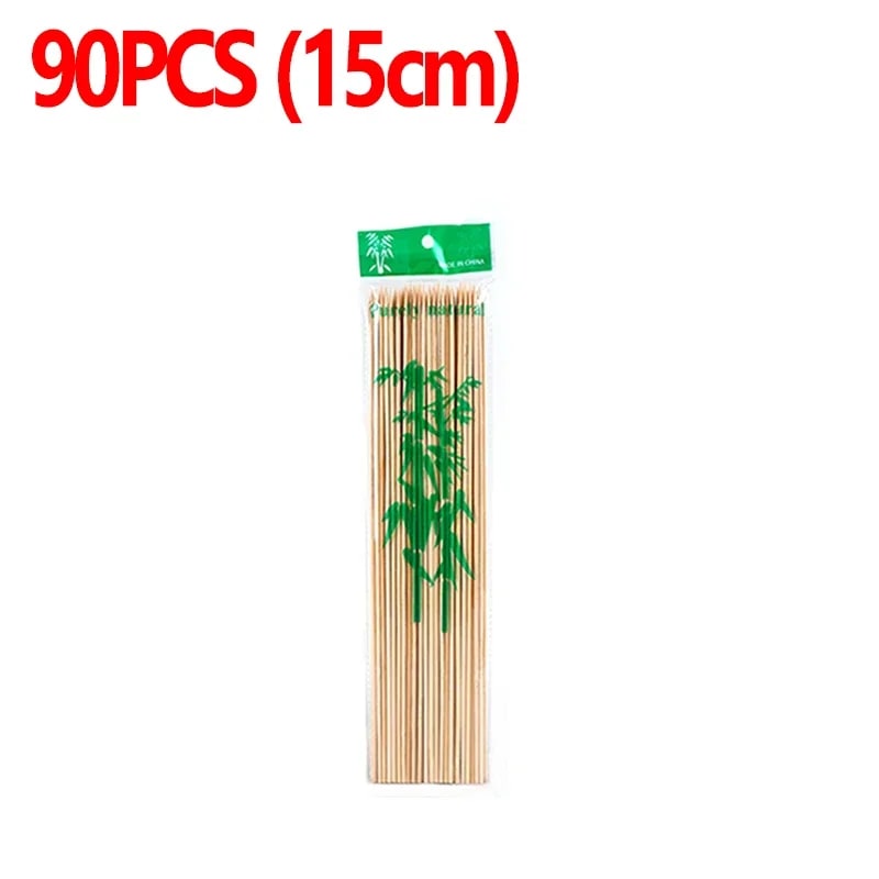 Natural Bamboo BBQ Skewers, 15cm to 30cm, 90 to 270 Pack - 15cm-90pcs