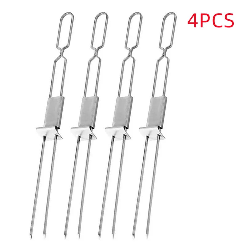 Stainless Steel Double BBQ Skewers, 32.5cm, 4 or 6 Pack - 4PCS